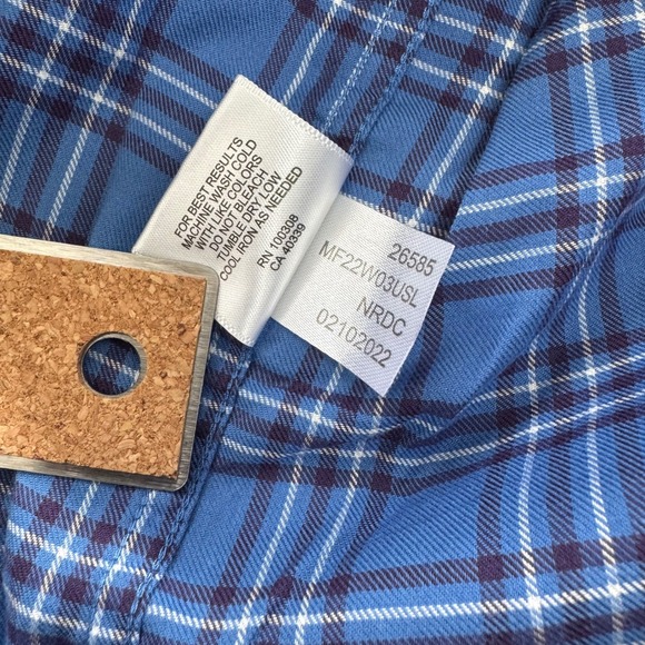 Peter Millar Cotton Plaid Dress Shirt XXL Blue Classic Fit Button Front - Picture 4 of 9